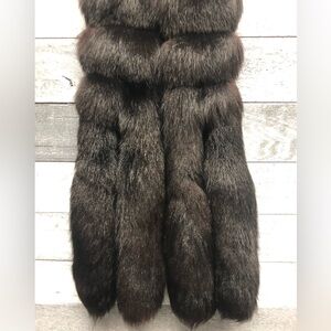 Genuine black fur scarf with 4 tails